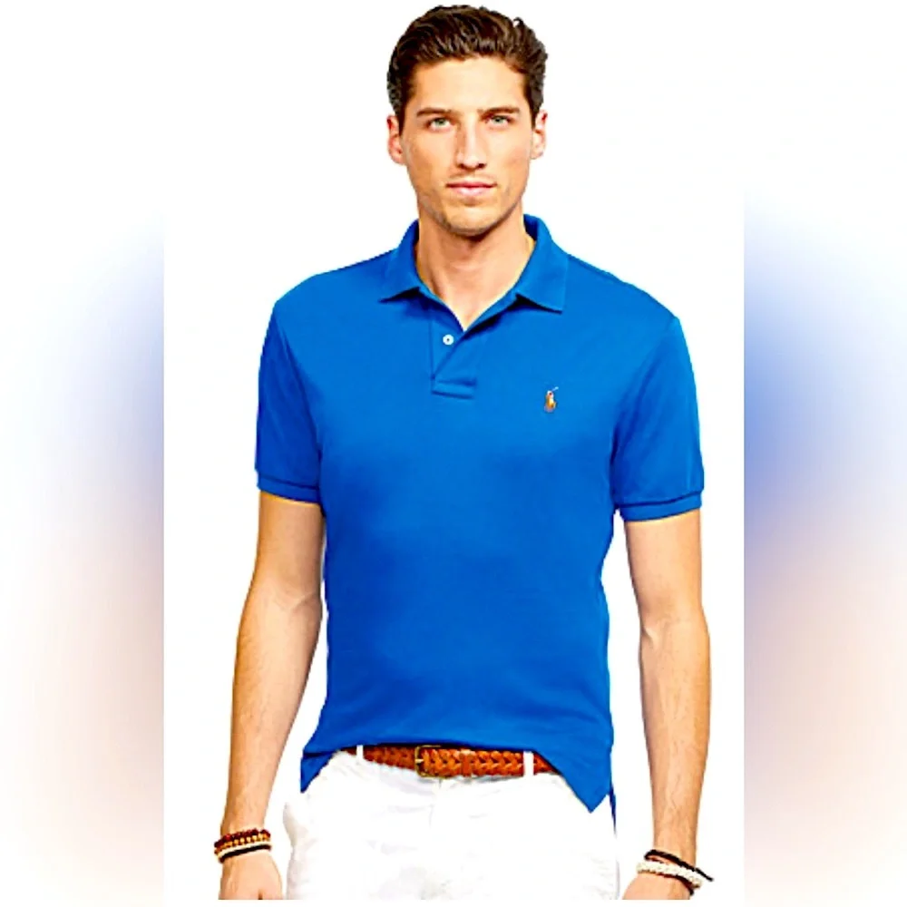 Polo Ralph Lauren Pima Soft Touch Short Sleeve Blue Polo Pony Logo Size Large